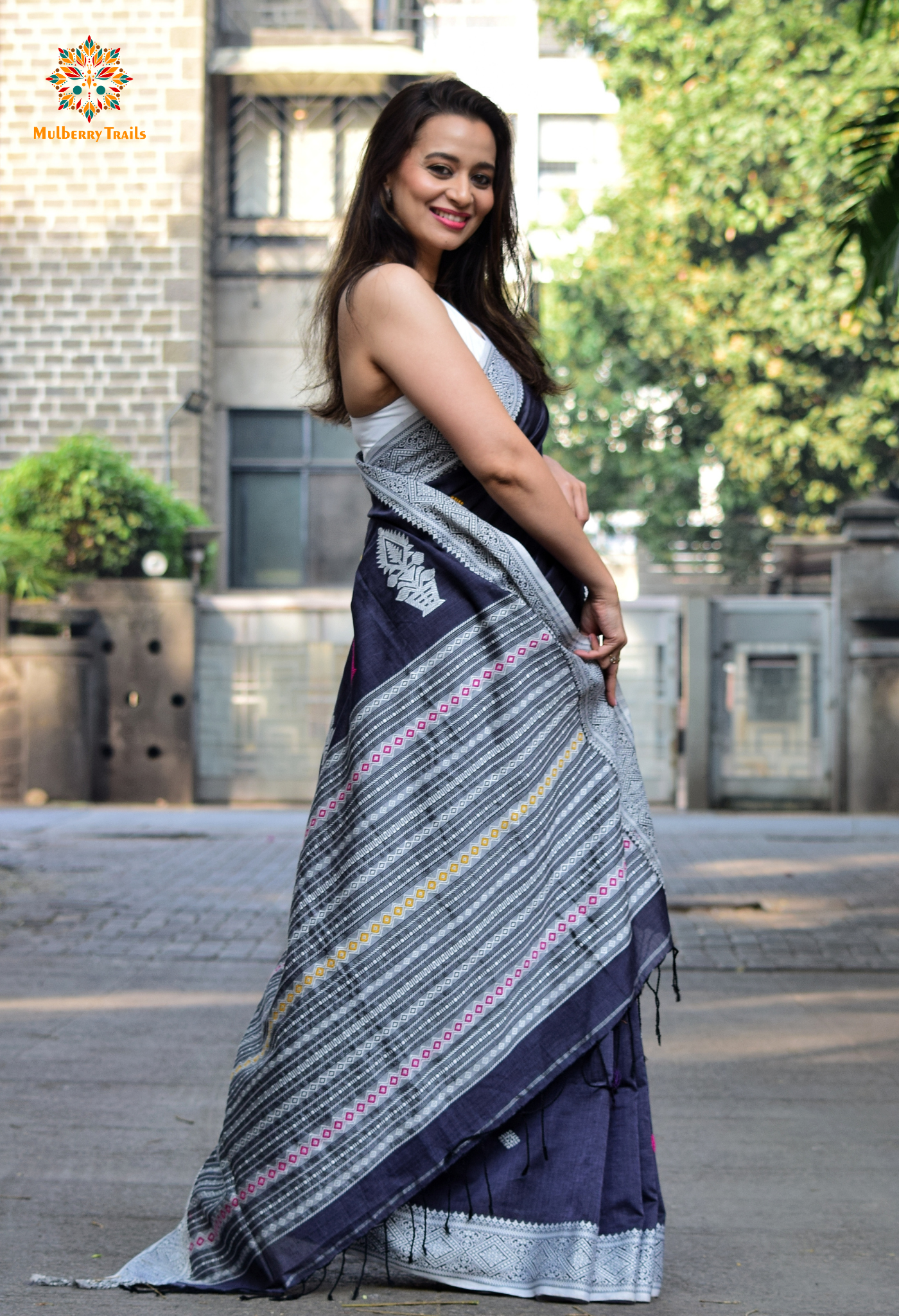 Ahana: Premium Handwoven Cotton Saree - Grey