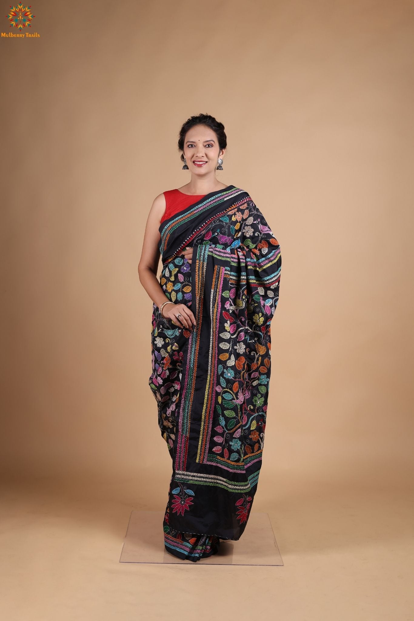 Koyna - Art Silk Kantha Embroidery Saree
