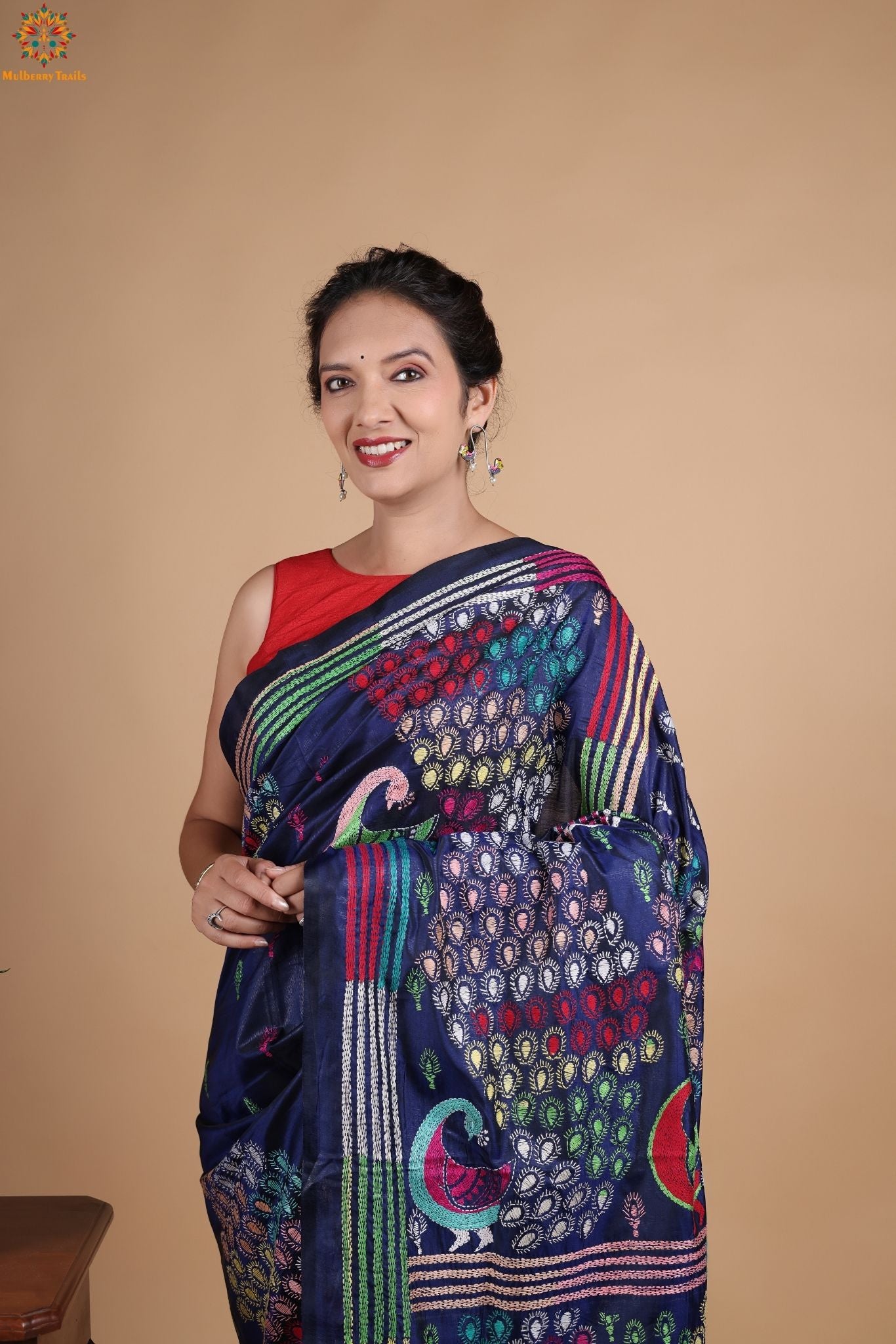 Koyna - Art Silk Kantha Embroidery Saree