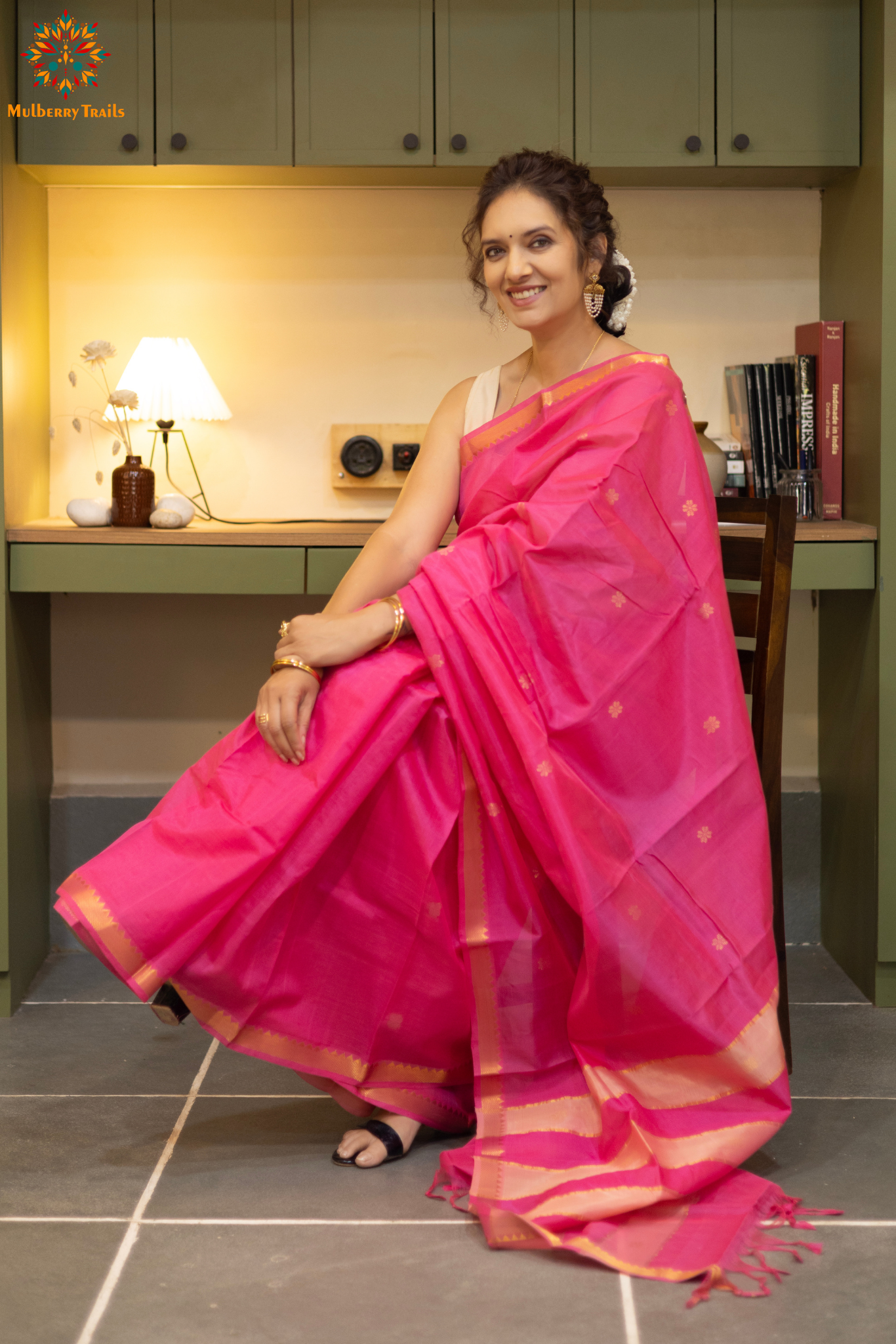 Neera: Mangalgiri Cotton Silk Saree_Pink