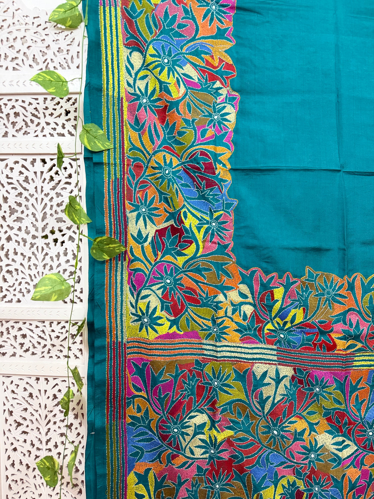 Rima - Bangalore silk saree with kantha embroidery