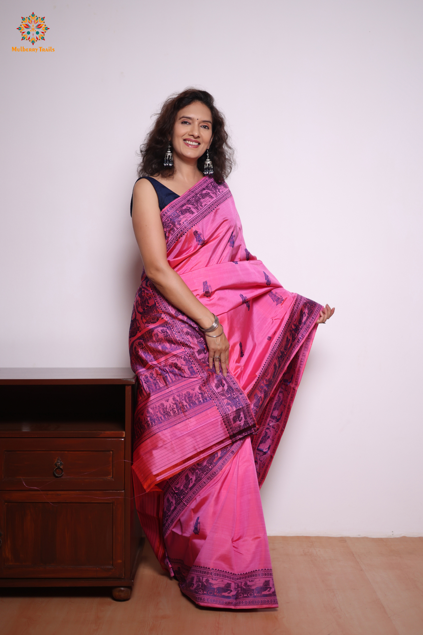 Bishnupadi: Pure Silk Resham Baluchari _ Pink