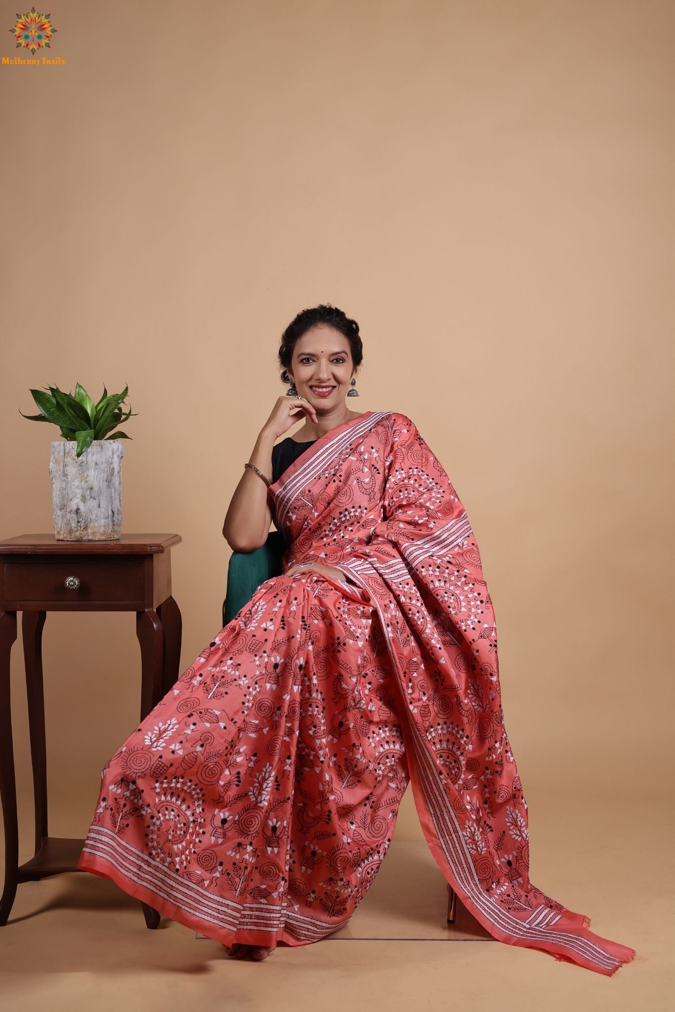 Koyna - Art Silk Kantha Embroidery Saree