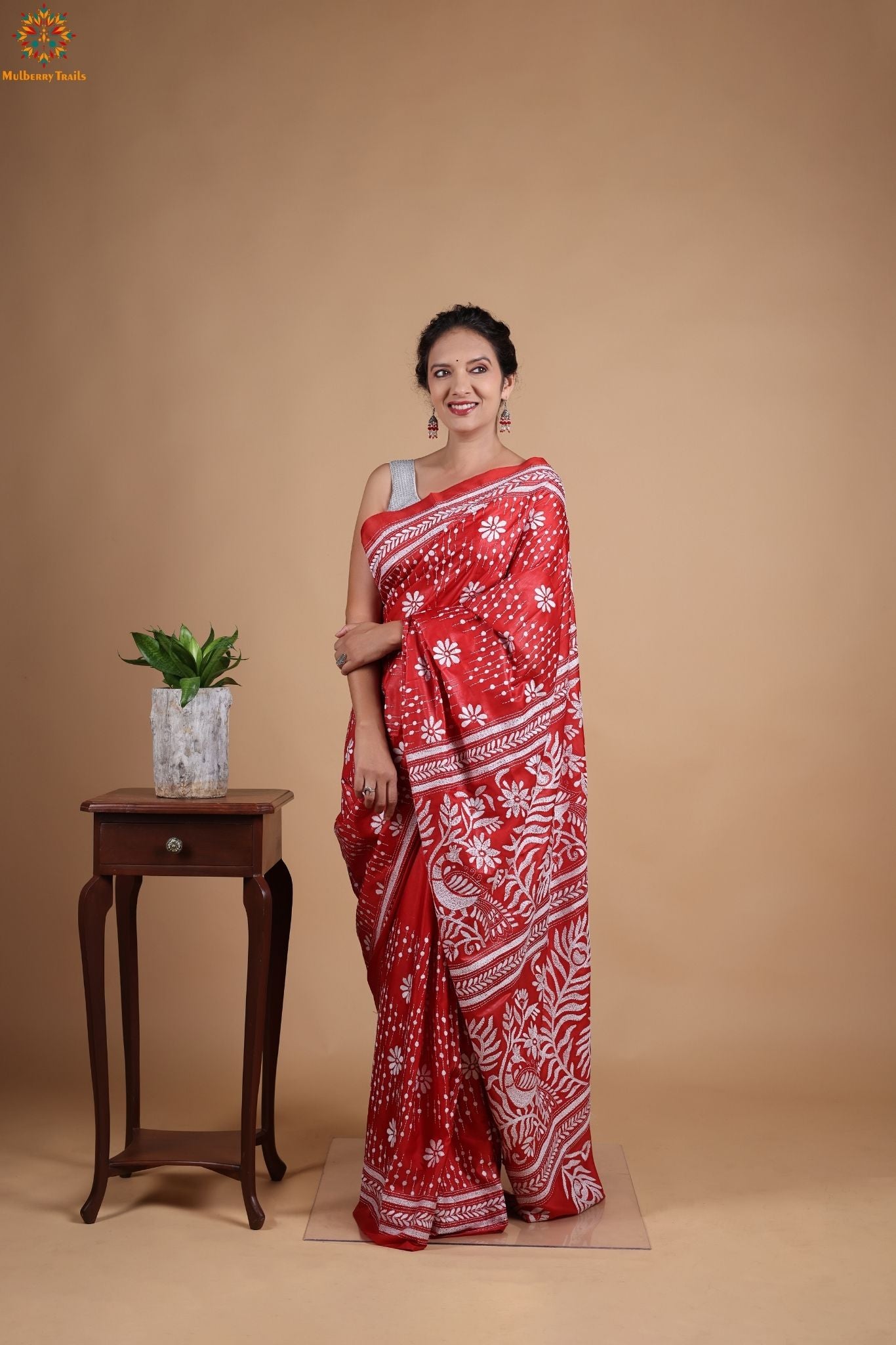 Koyna - Art Silk Kantha Embroidery Saree