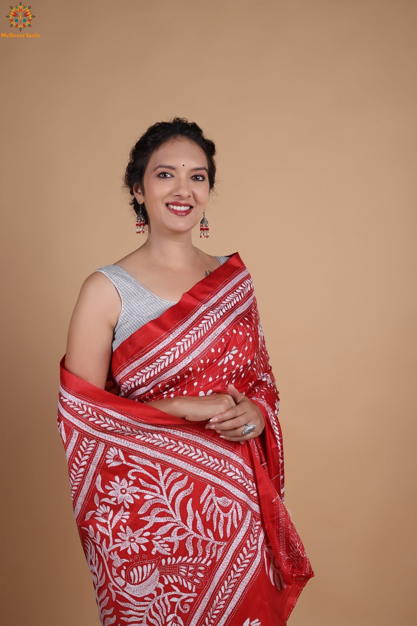 Koyna - Art Silk Kantha Embroidery Saree