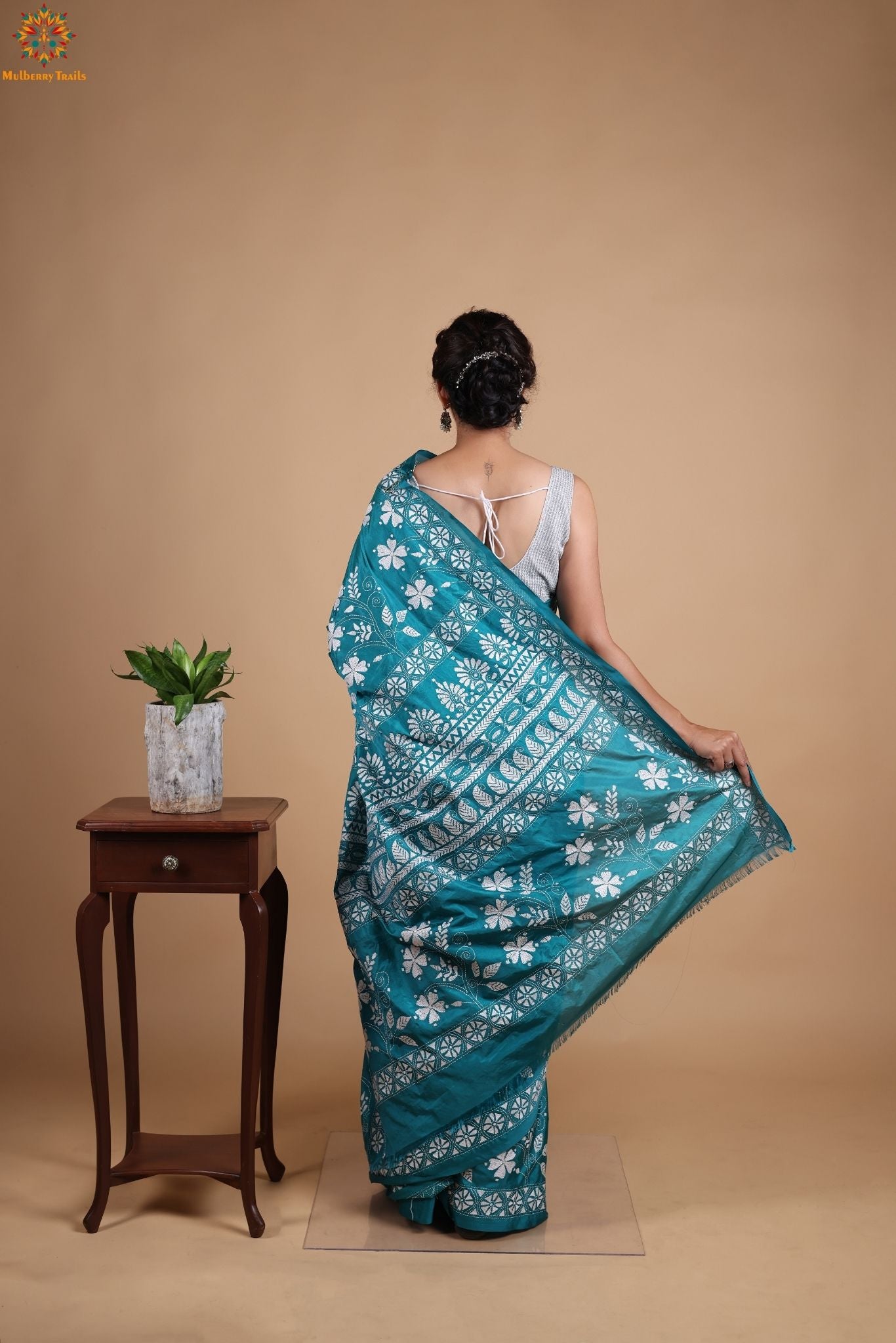 Koyna - Art Silk Kantha Embroidery Saree