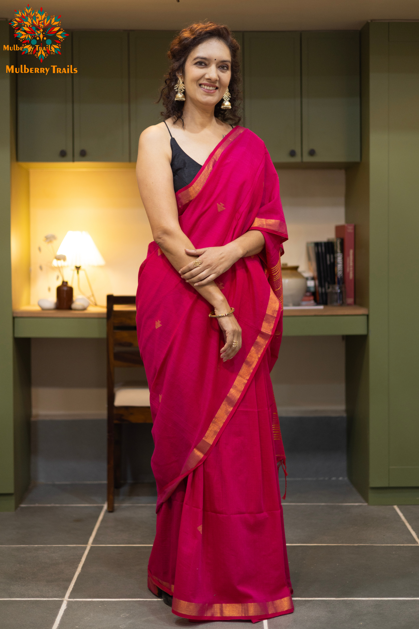 Ravi: Flowy Mul Cotton Jamdani Saree