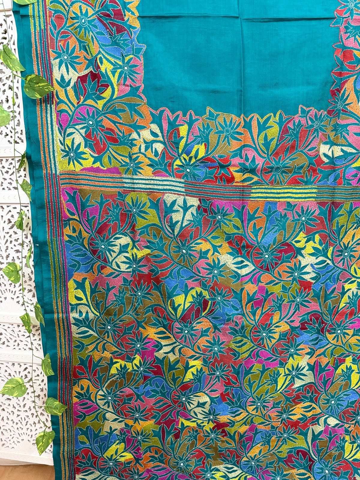 Rima - Bangalore silk saree with kantha embroidery