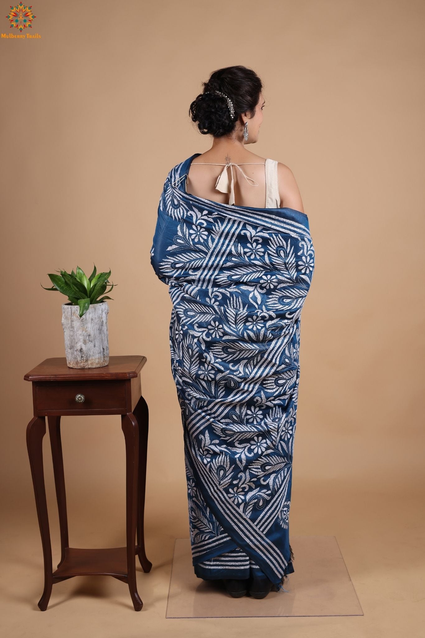 Koyna - Art Silk Kantha Embroidery Saree