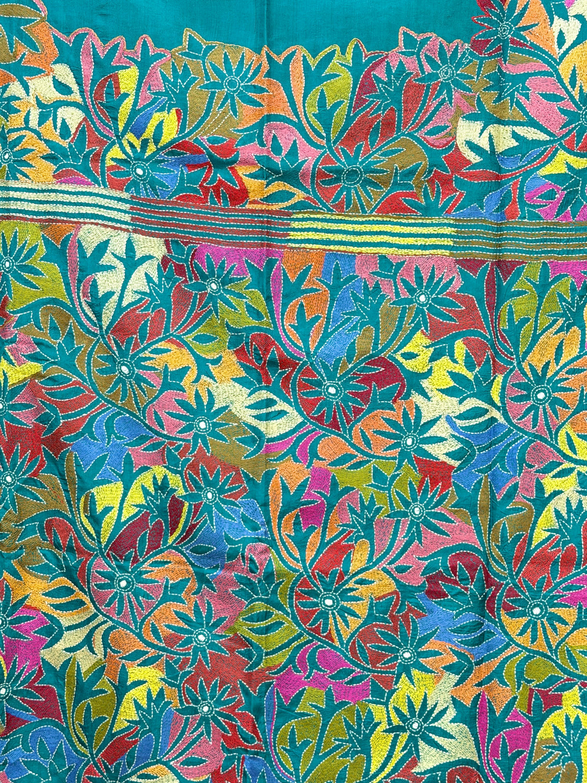 Rima - Bangalore silk saree with kantha embroidery