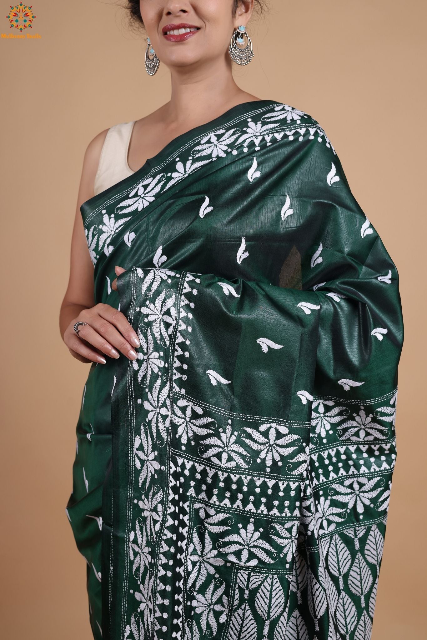 Koyna - Art Silk Kantha Embroidery Saree