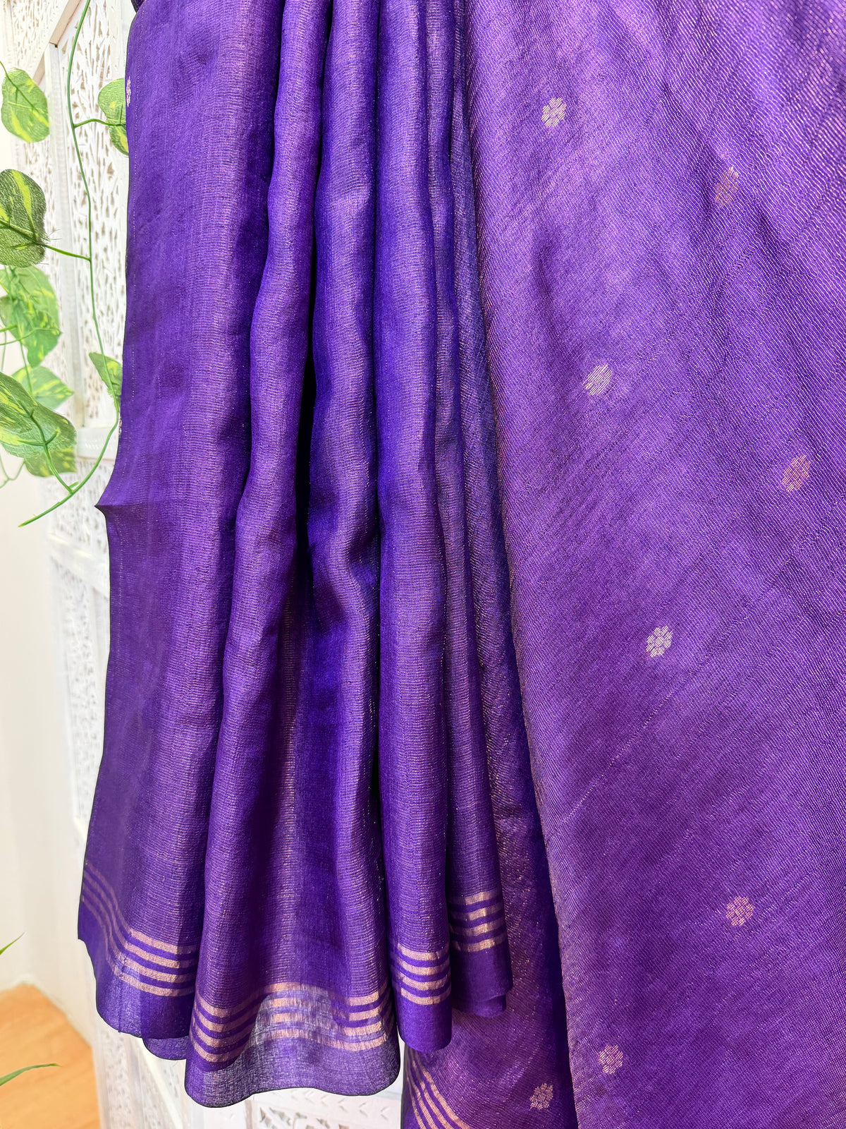 Meghana: Premiun Tusser silk Saree_purple paithani design