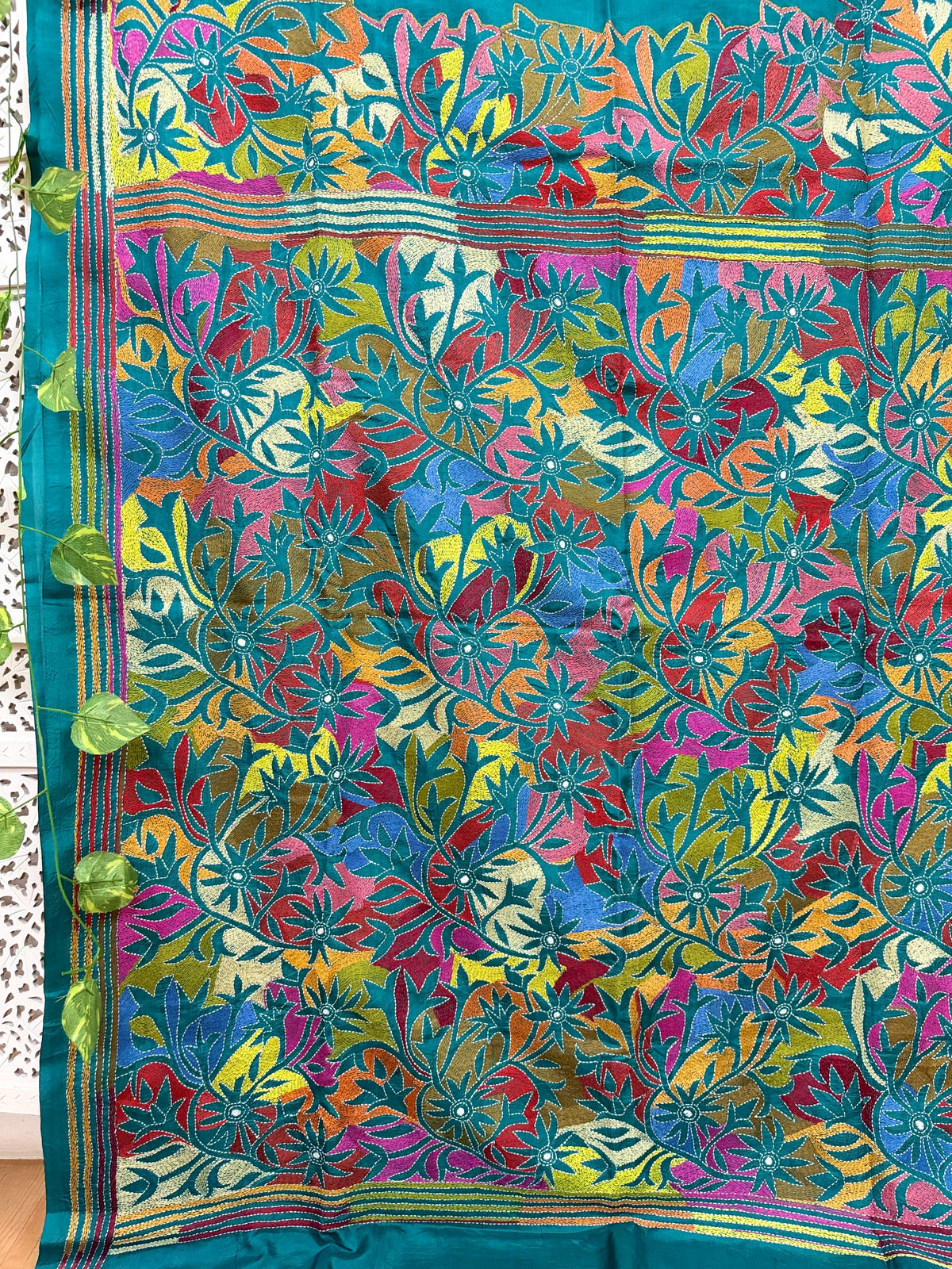 Rima - Bangalore silk saree with kantha embroidery