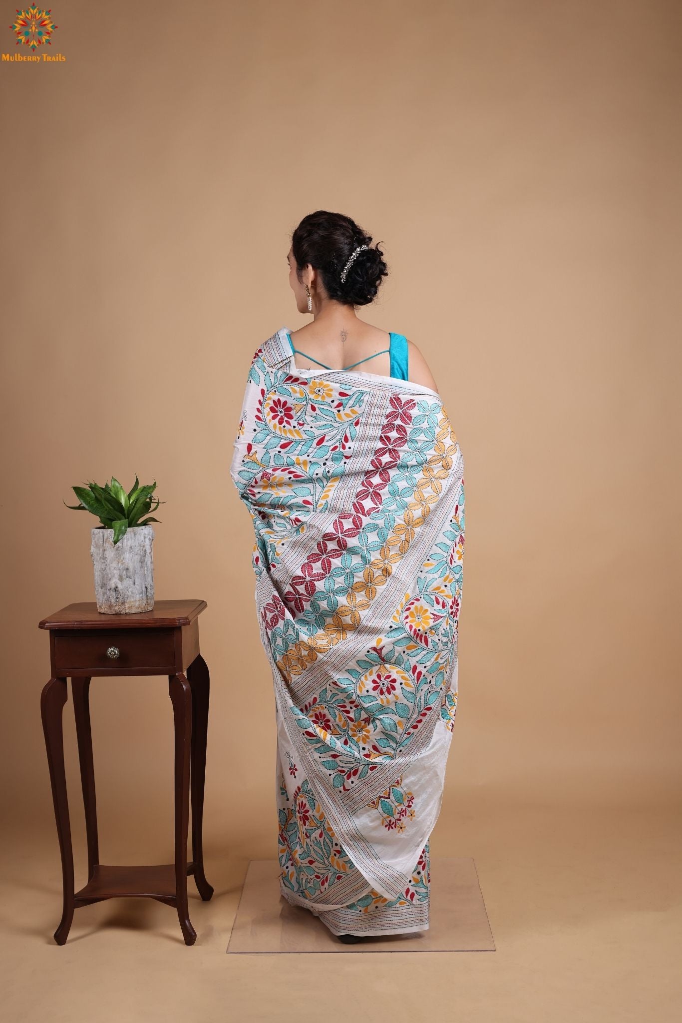 Koyna - Art Silk Kantha Embroidery Saree