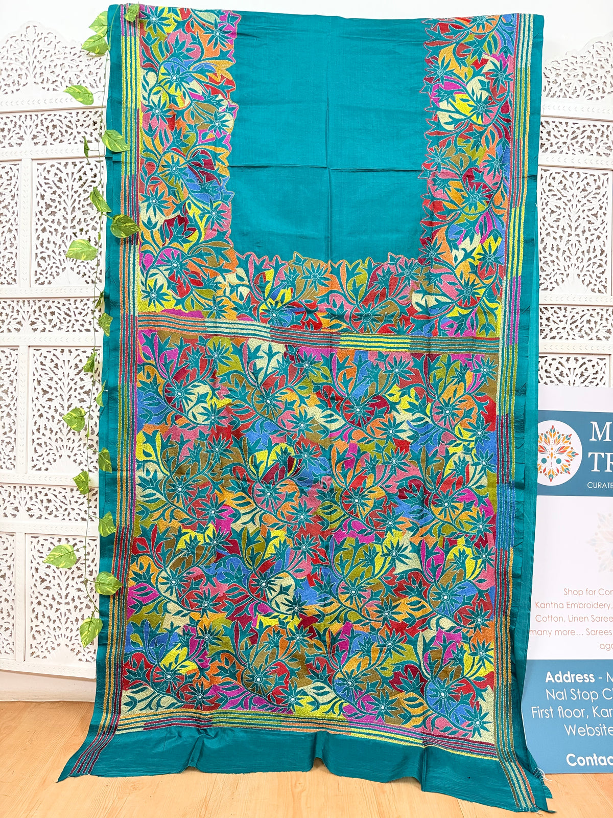 Rima - Bangalore silk saree with kantha embroidery