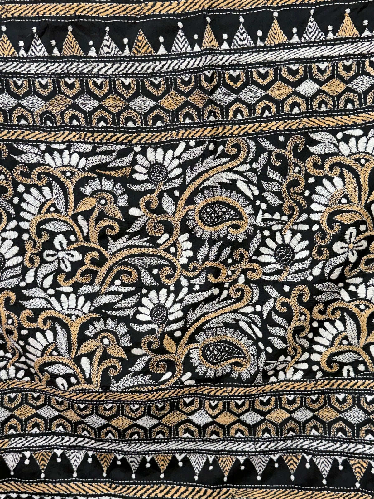 Rima - Bangalore silk saree with kantha embroidery
