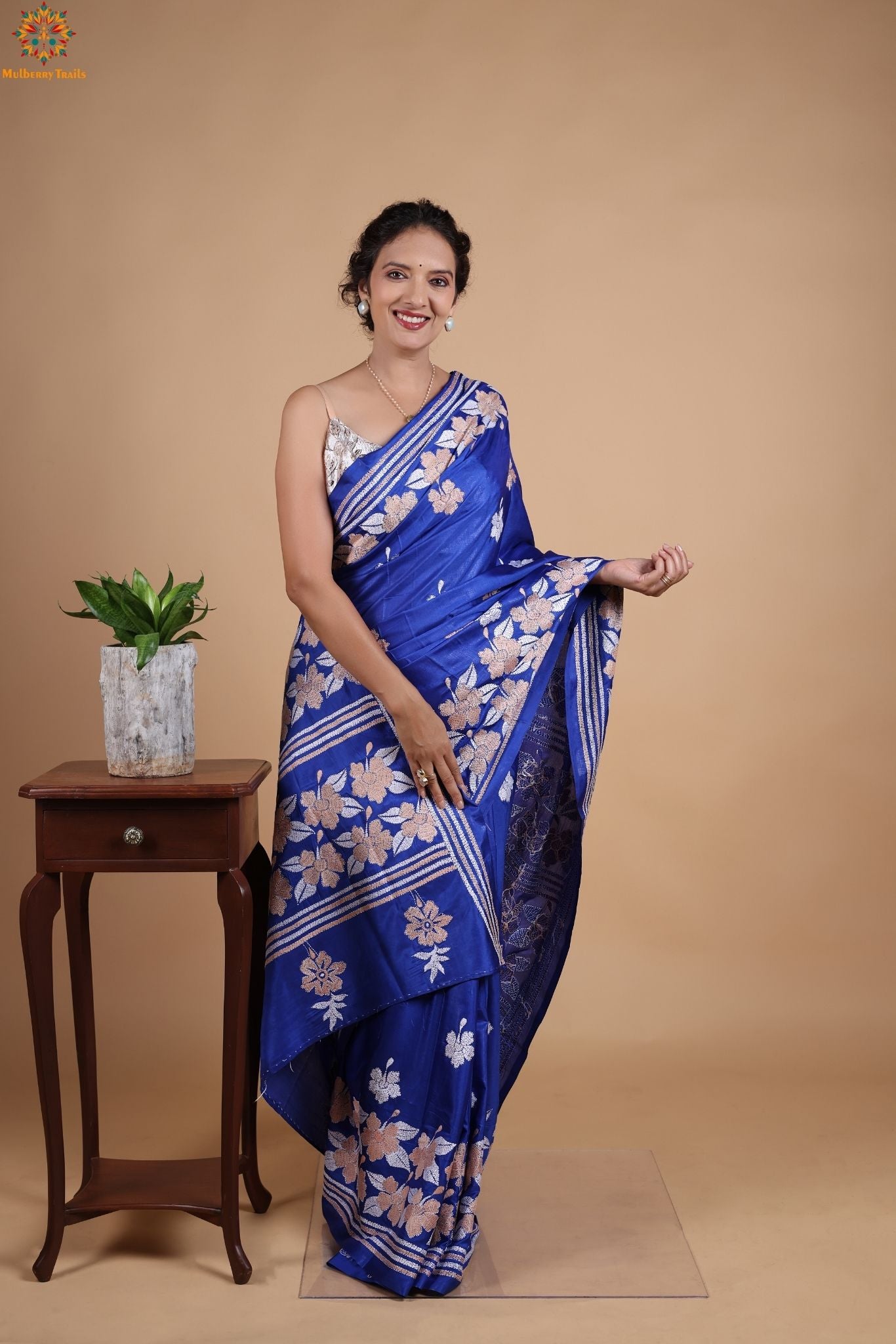 Koyna - Art Silk Kantha Embroidery Saree