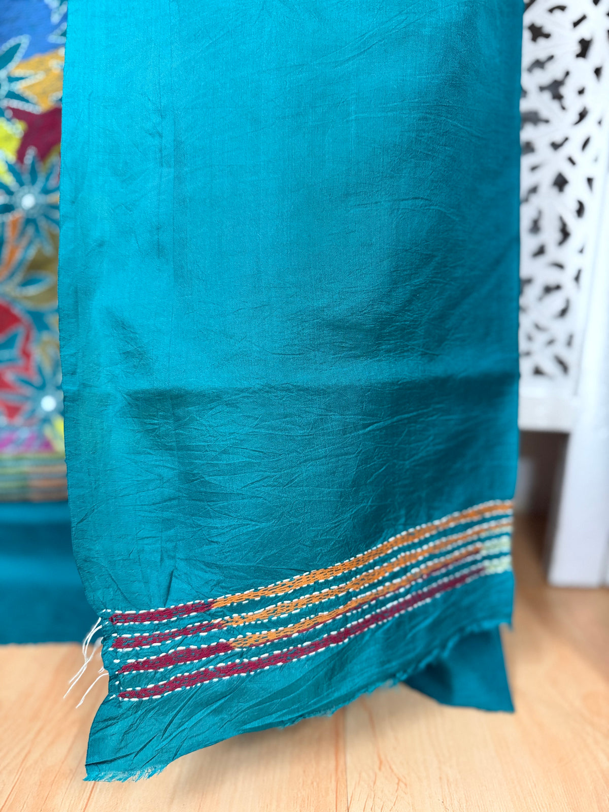 Rima - Bangalore silk saree with kantha embroidery