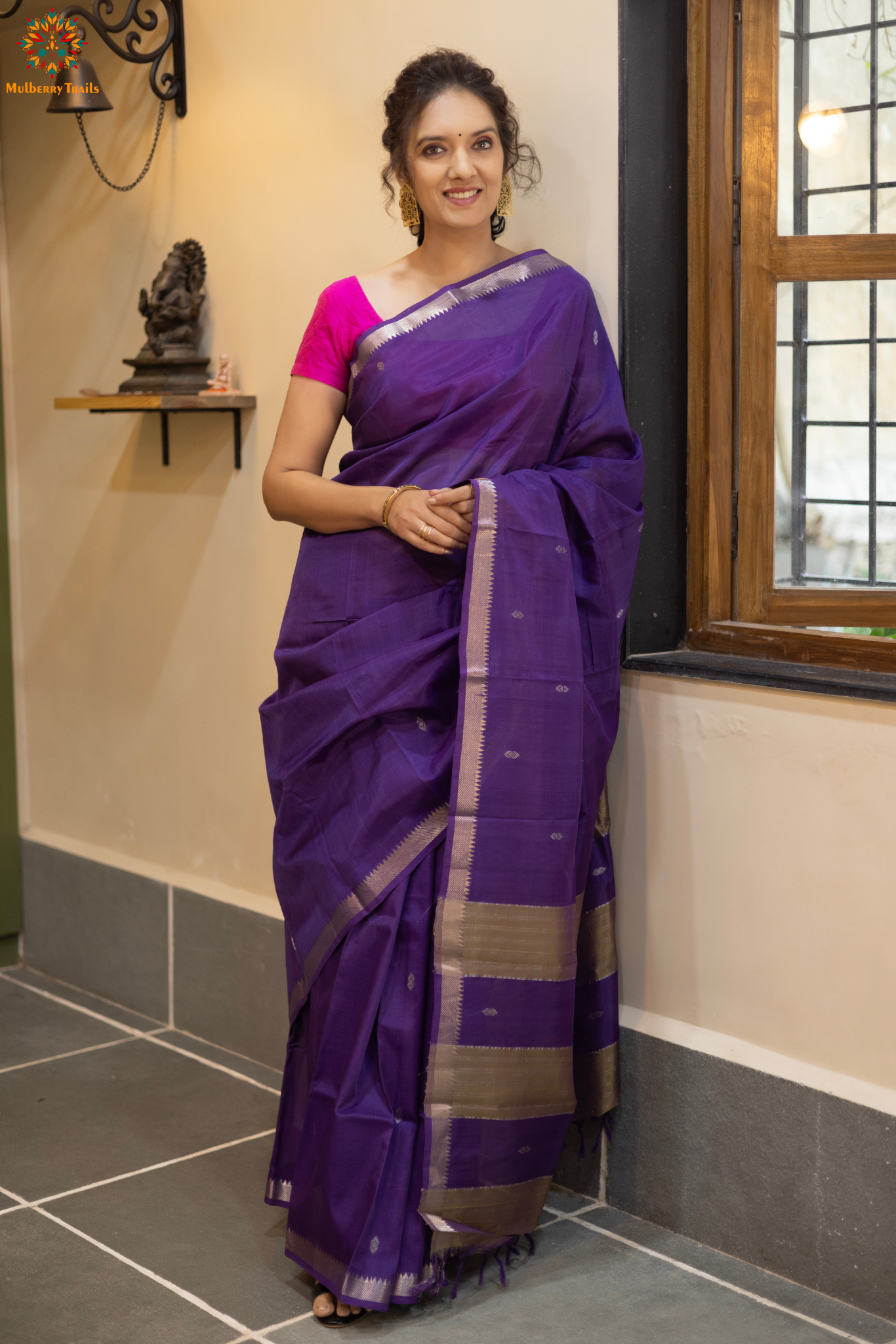 Neera: Mangalgiri Cotton Silk Saree_Purple