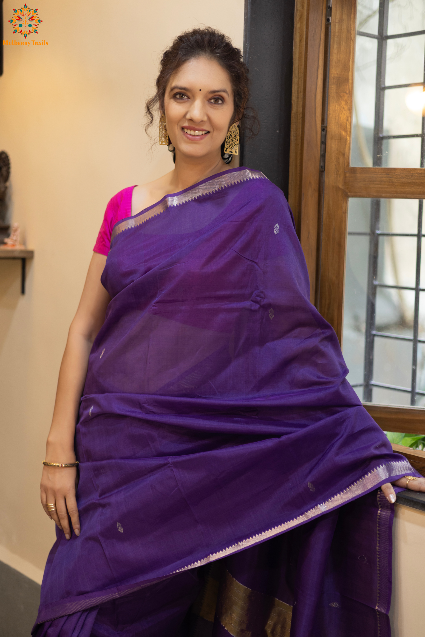 Neera: Mangalgiri Cotton Silk Saree_Purple