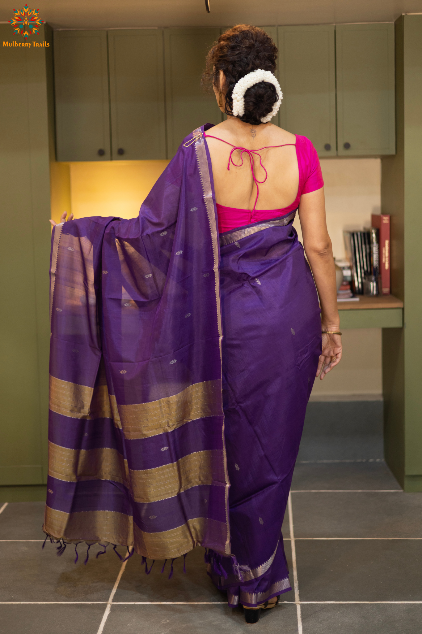 Neera: Mangalgiri Cotton Silk Saree_Purple