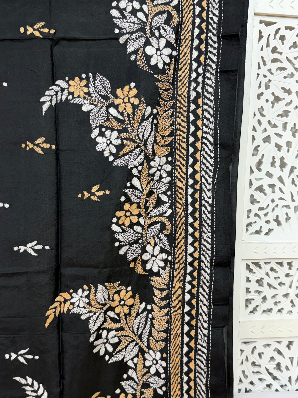 Rima - Bangalore silk saree with kantha embroidery