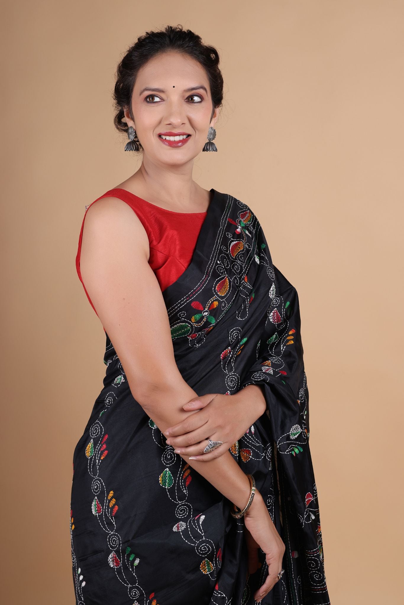 Koyna - Art Silk Kantha Embroidery Saree