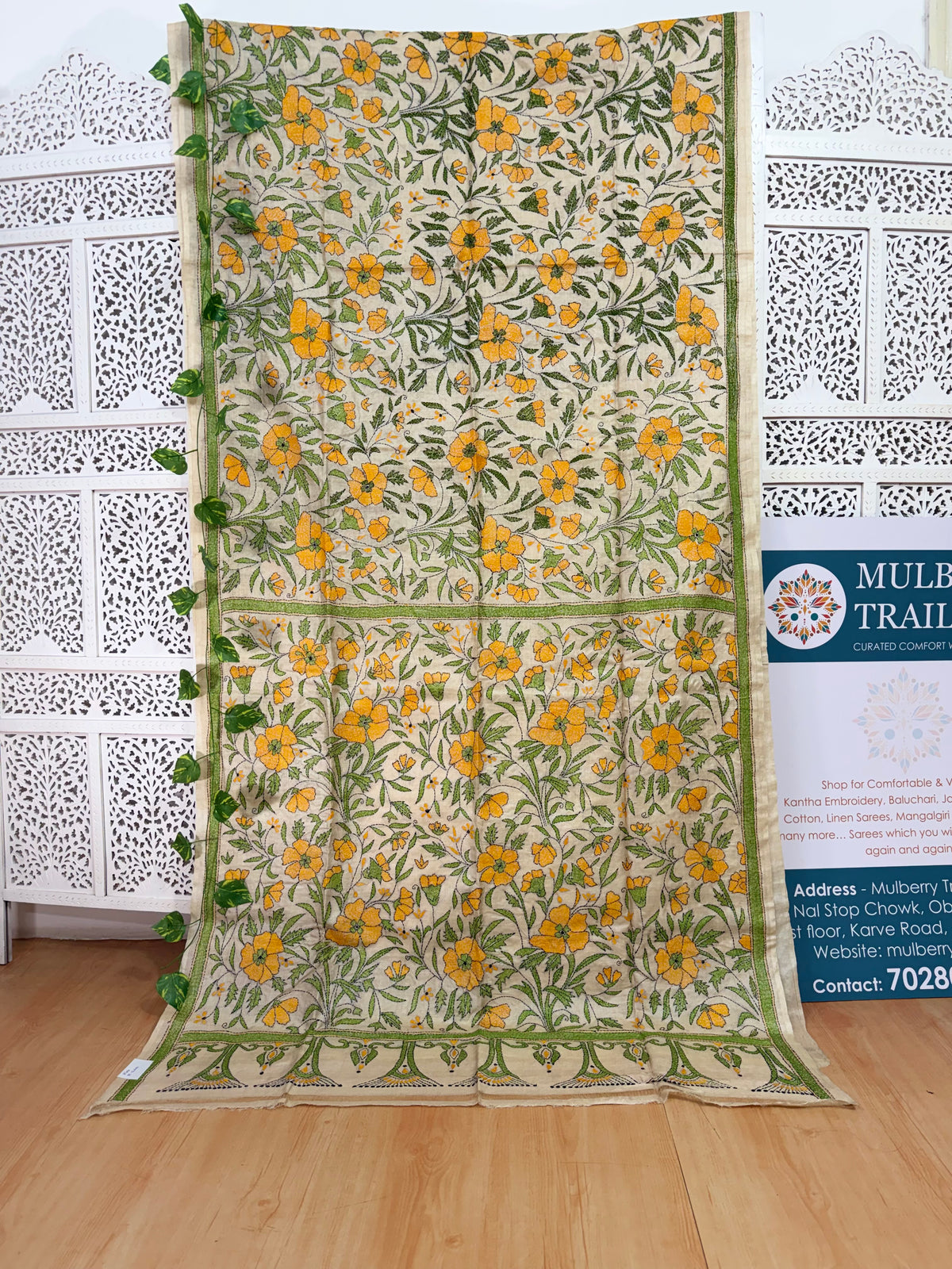 Rima - Tusser silk saree with kantha embroidery