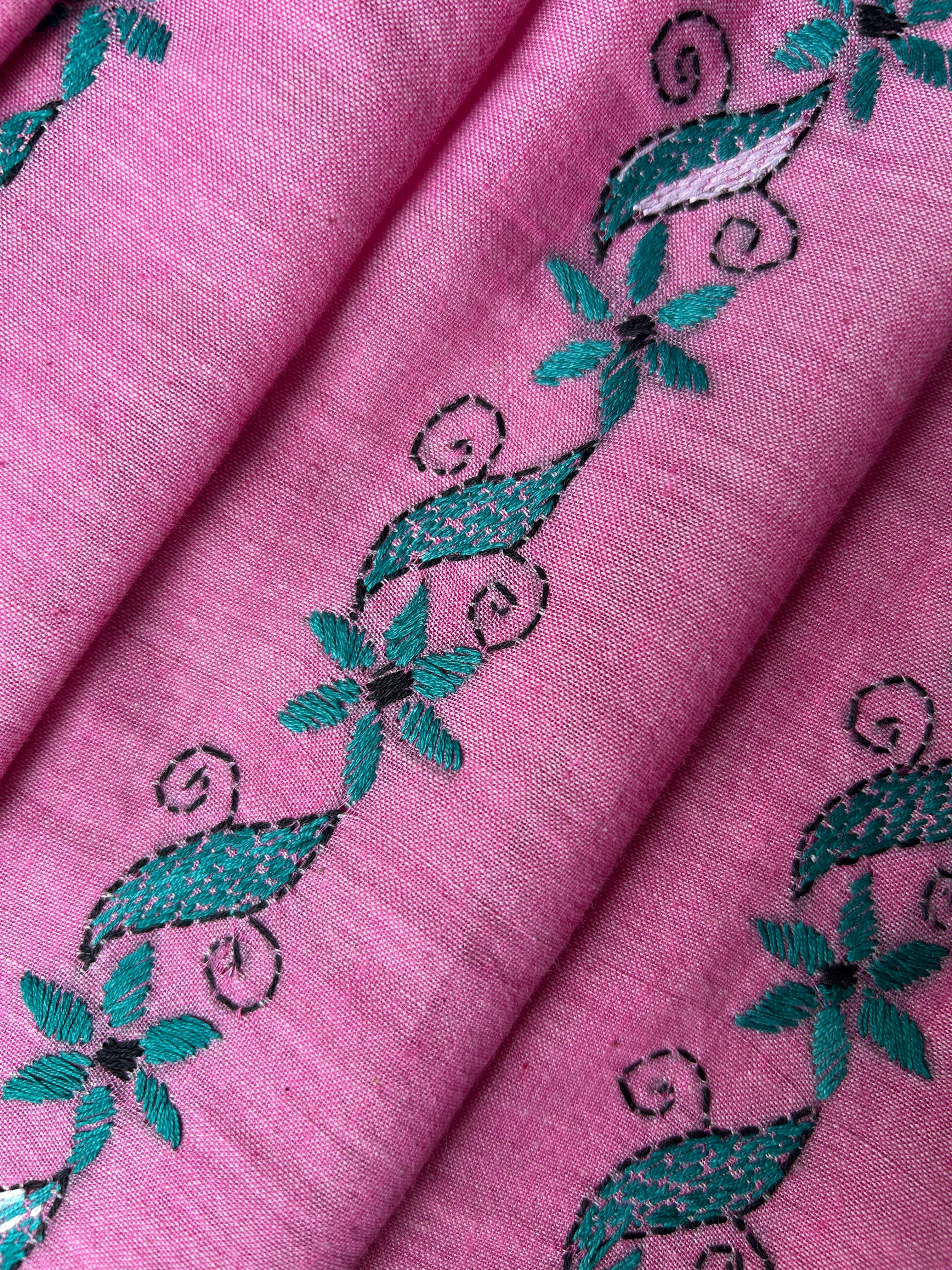 Vipas: Cotton Handloom Saree with Kantha Embroidery