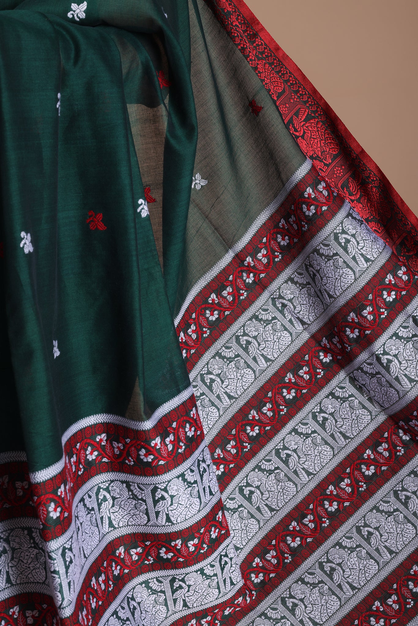 Bishnupadi: Premiun Cotton baluchari Saree_Green