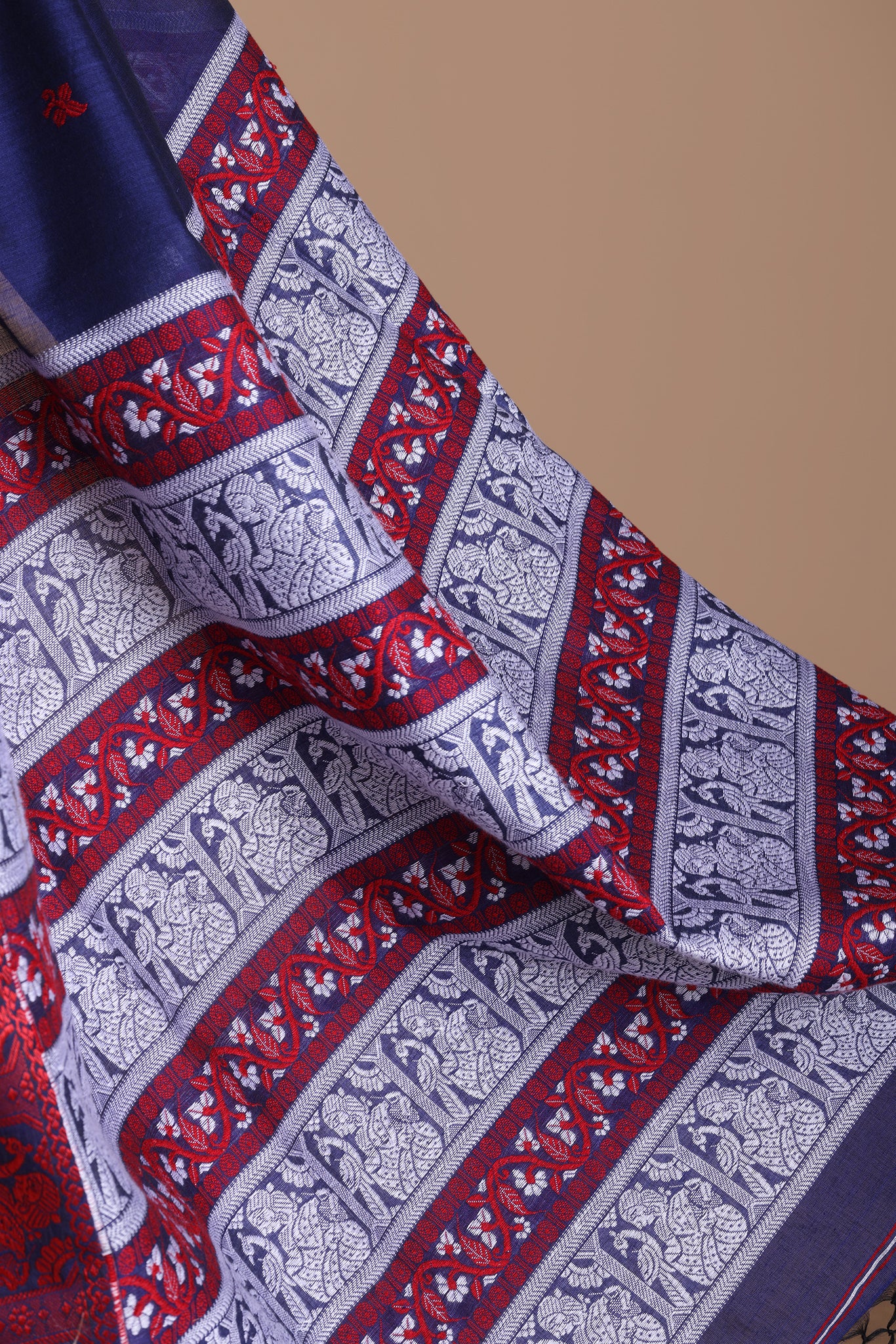 Bishnupadi: Premiun Cotton baluchari Saree_Navy