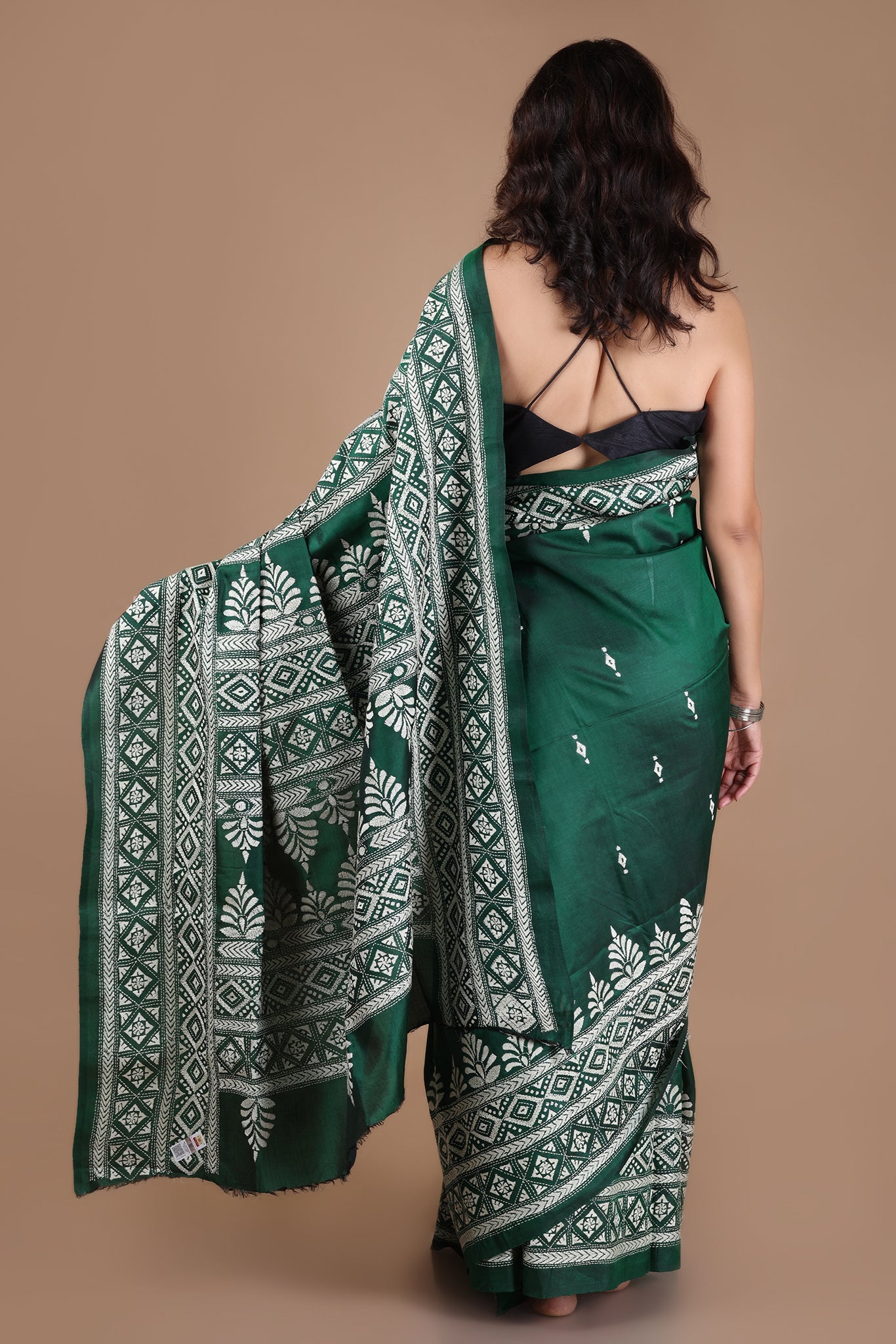 Rima - Pure Bangalore Silk Kantha Embroidery_Green