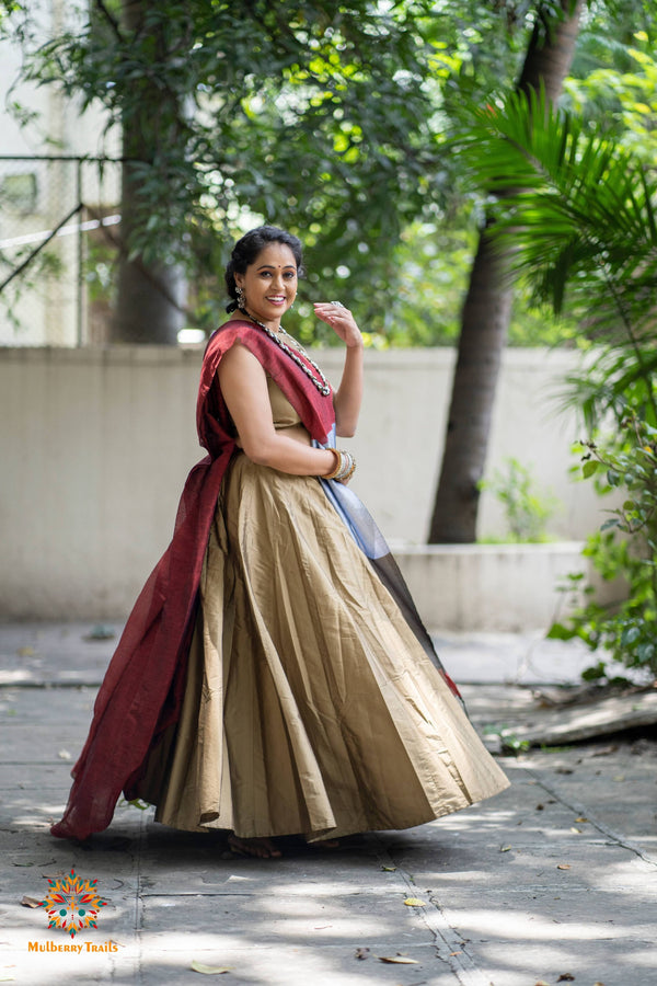 Achala : Cotton Handloom Saree zari pallu - Deep Maroon