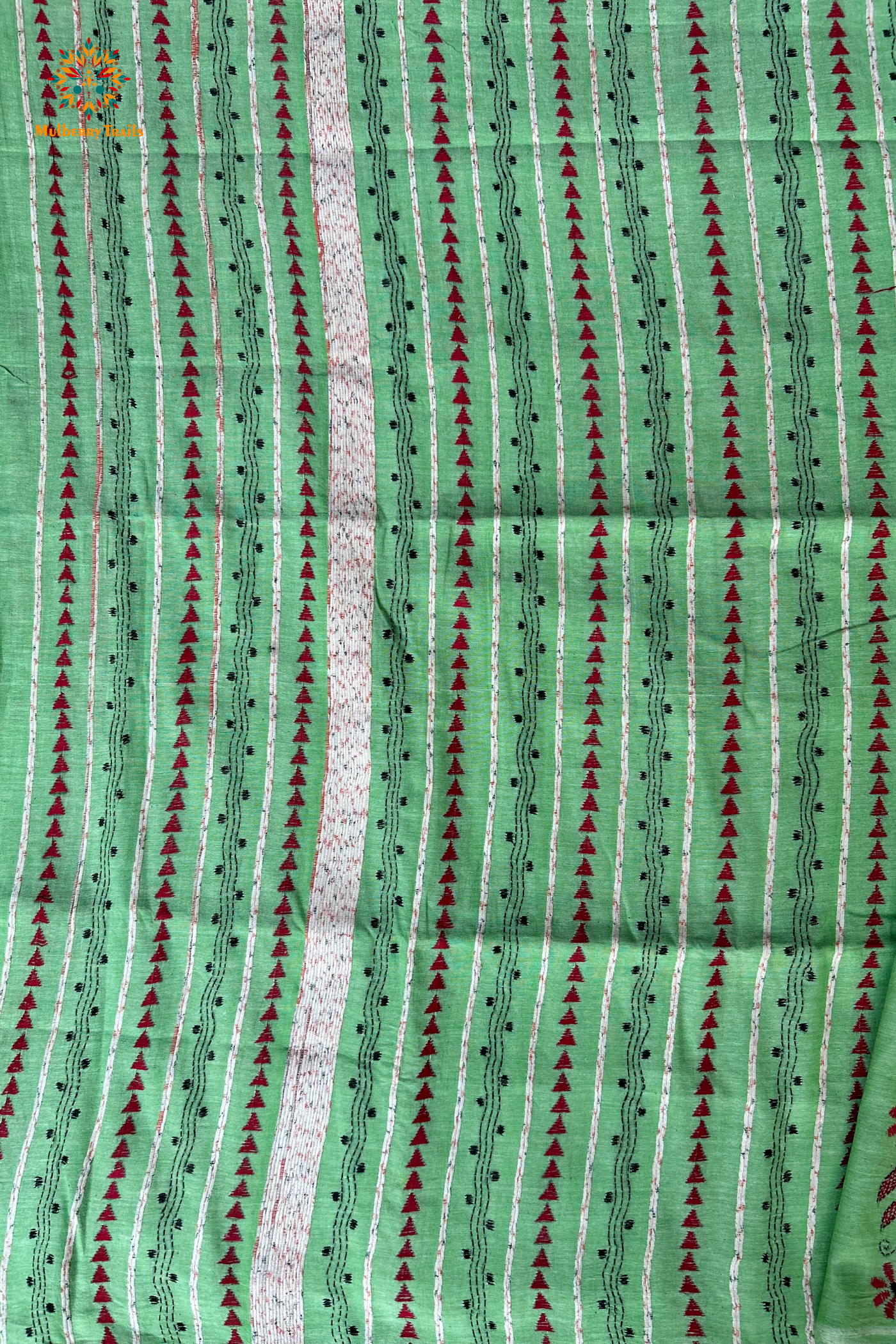 Vipas: Cotton Handloom Saree with Kantha Embroidery