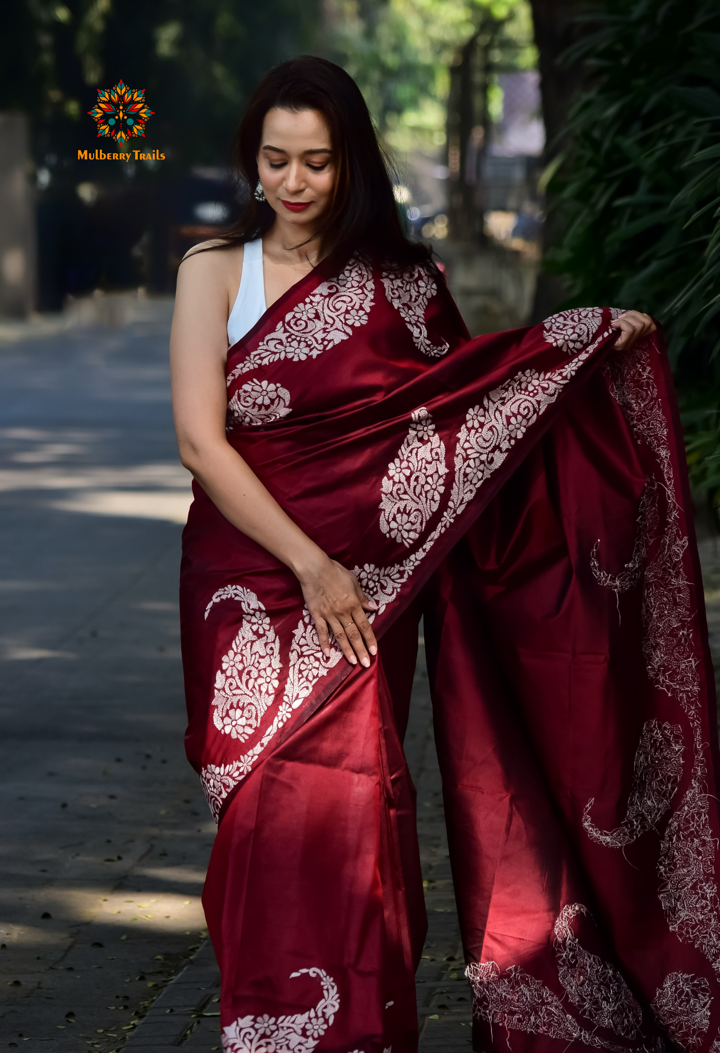 Rima - Bangalore Silk Kantha Embroidery Saree