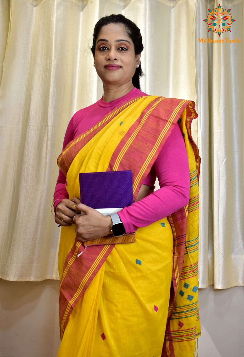 Nitya: Daily wear Cotton Saree Yellow
