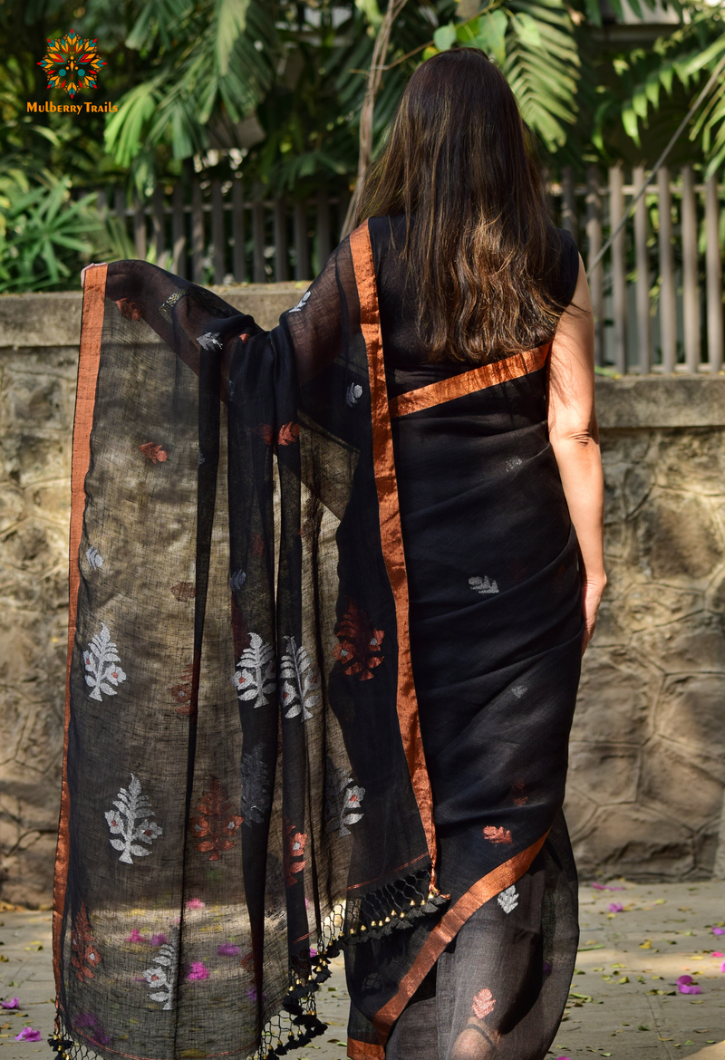 Gautami: Versatile Linen Sarees Black