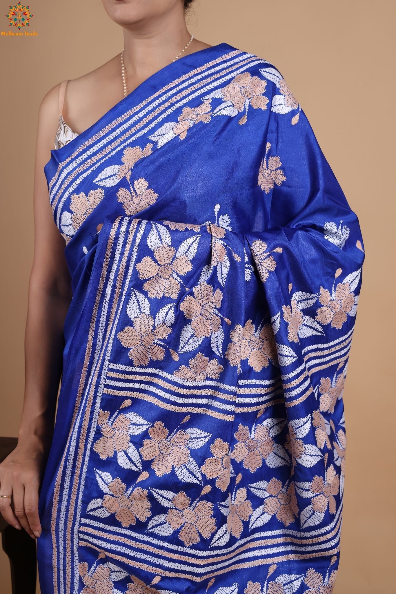 Koyna - Art Silk Kantha Embroidery Saree