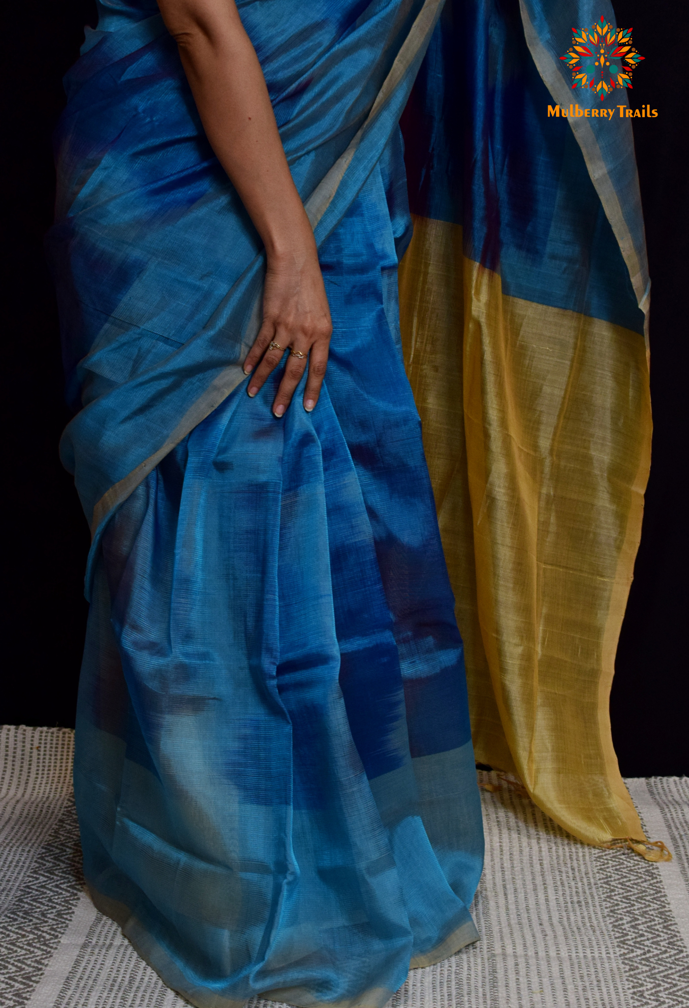 Siya - Blue Beige Cotton Silk Saree