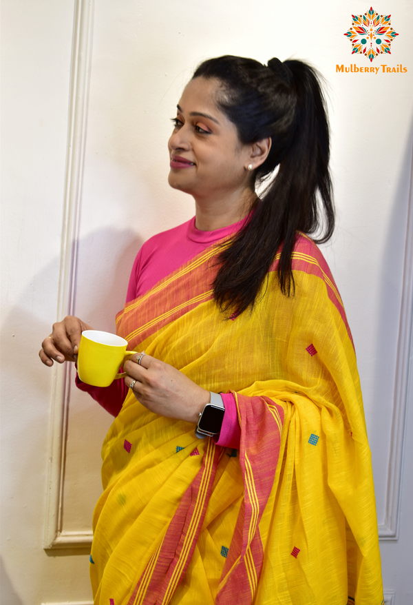 Nitya: Daily wear Cotton Saree Yellow
