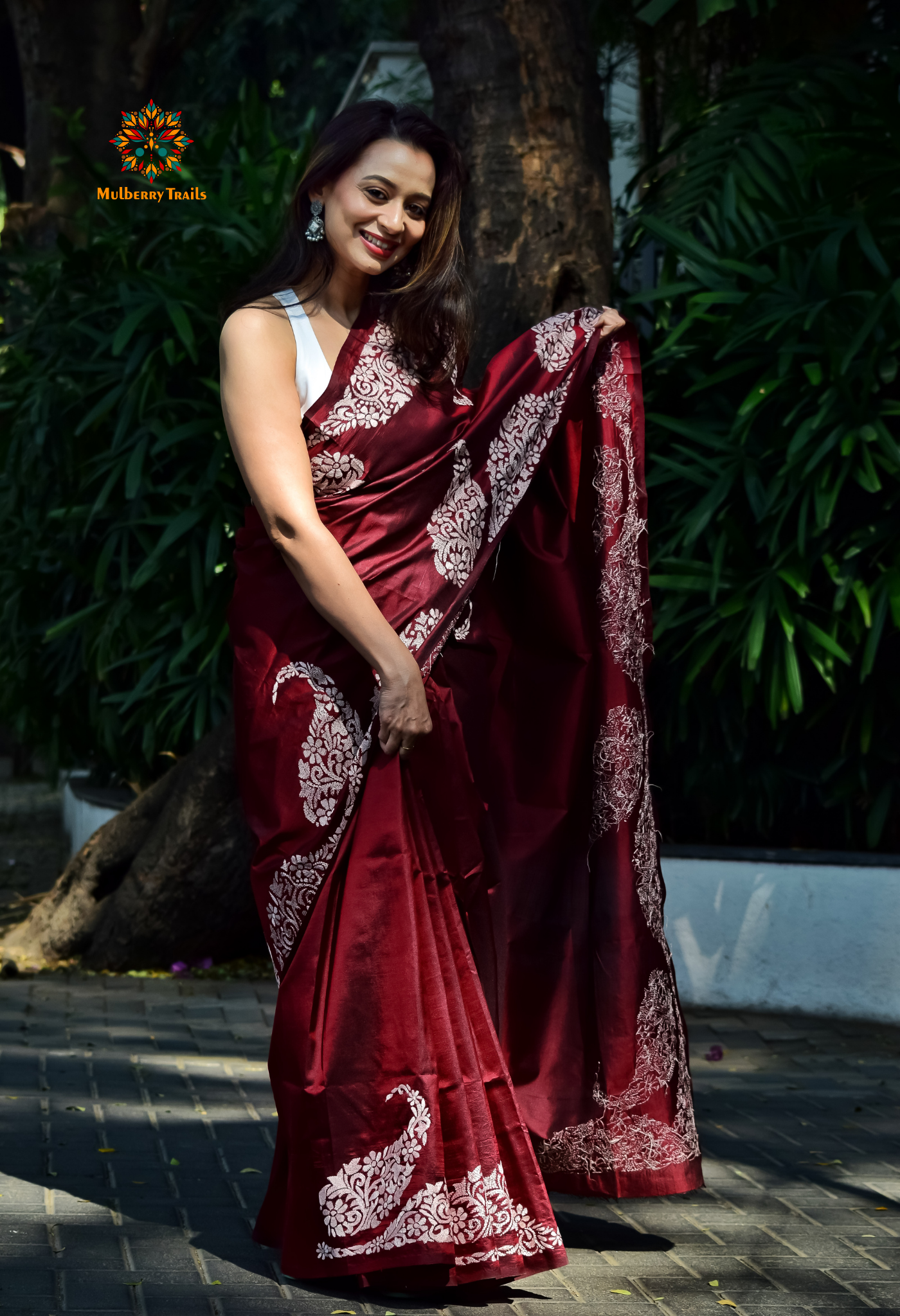 Rima - Bangalore Silk Kantha Embroidery Saree