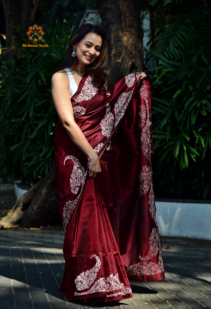 Rima - Bangalore Silk Kantha Embroidery Saree