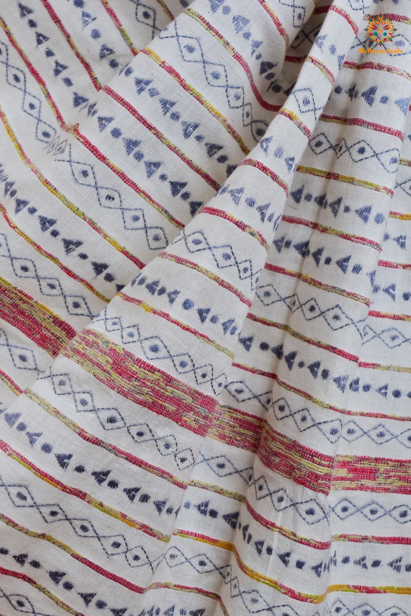 Vipas: Cotton Handloom Saree with Kantha Embroidery