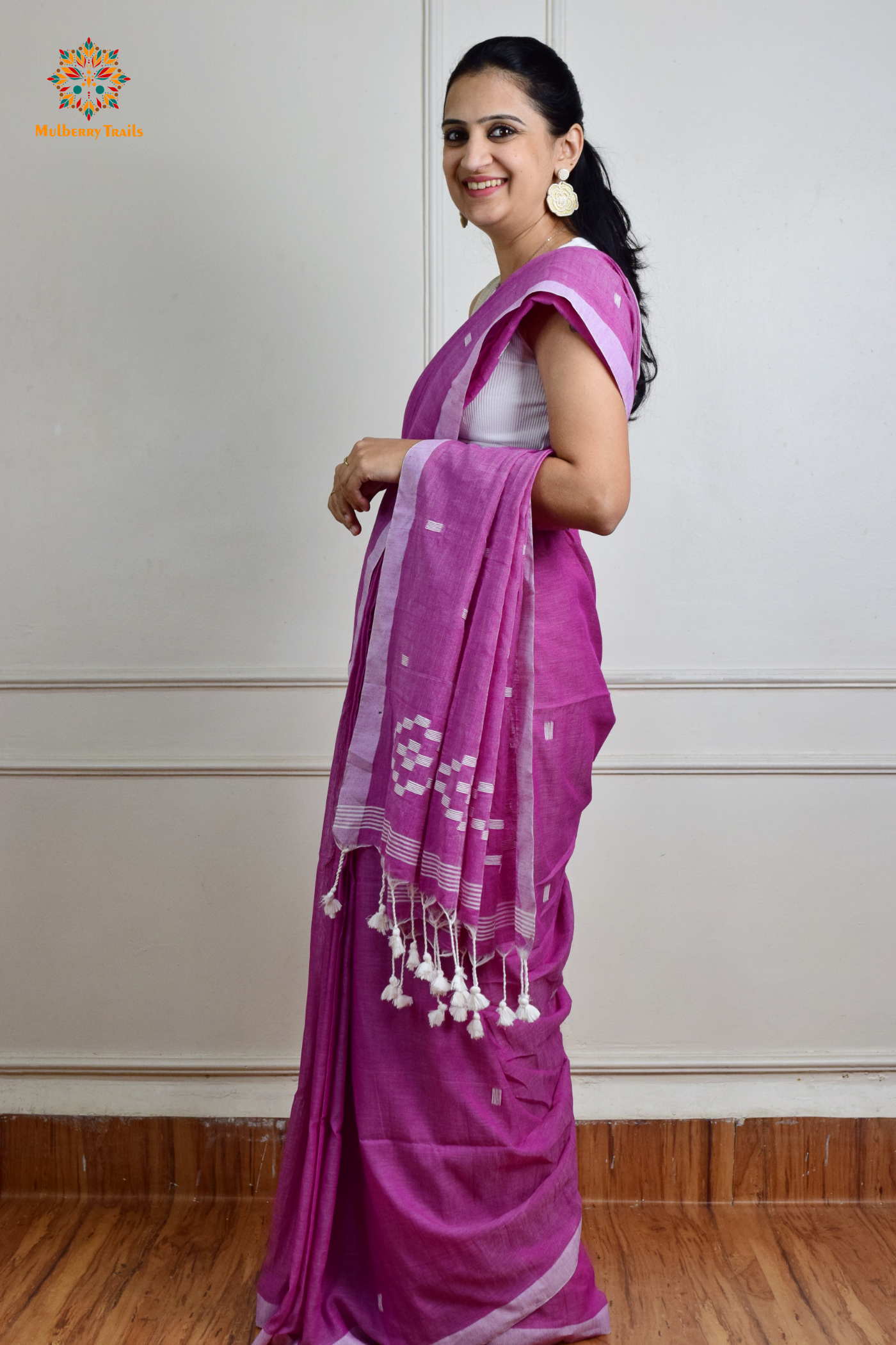 Yami: Flowy Summer Cotton Saree Purple