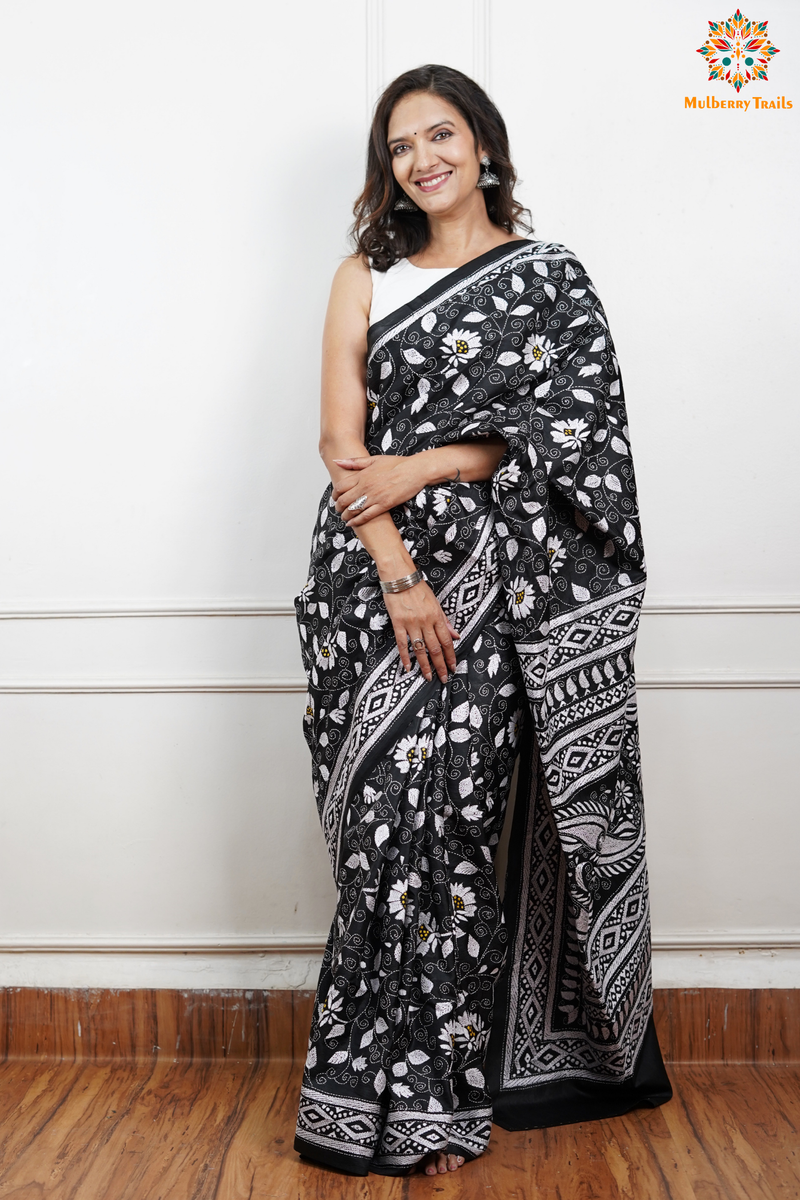 - Kantha Embroidery Saree 
- Pure Silk Saree with Kantha Work 
- Handwoven Silk Saree for Weddings 
- Luxury Kantha Silk Saree 
- Premium Sarees for Festive Occasions 