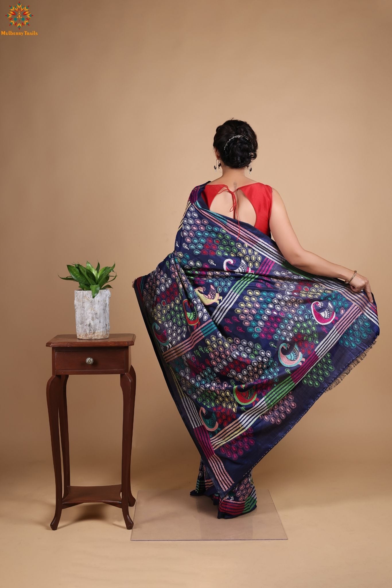 Koyna - Art Silk Kantha Embroidery Saree