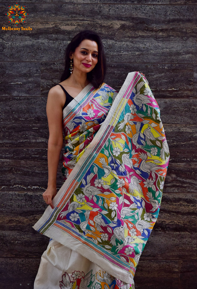 Rima - Reverse Kantha Embroidery Saree