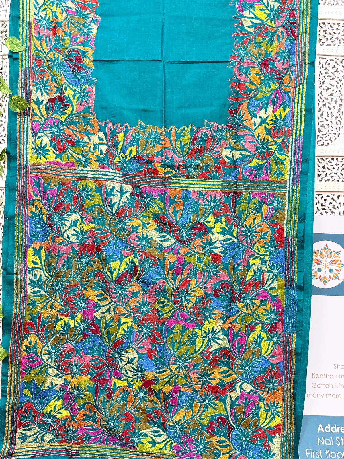 Rima - Bangalore silk saree with kantha embroidery