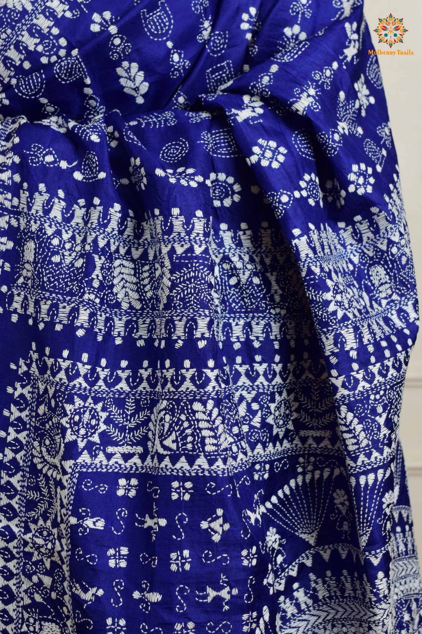 Rima - Blue Silk Saree with Warli Embroidery