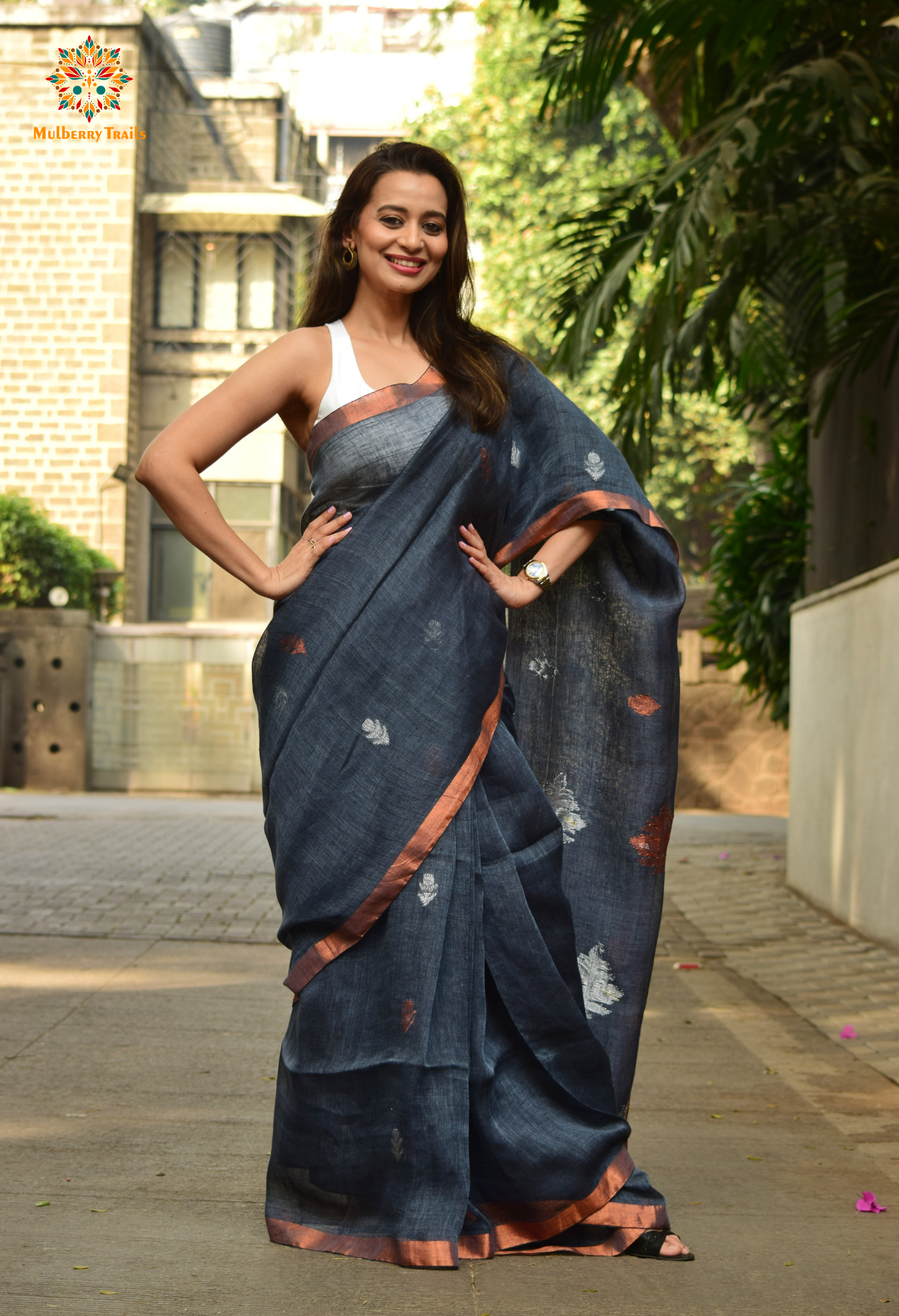 Gautami: Versatile Linen Sarees Grey